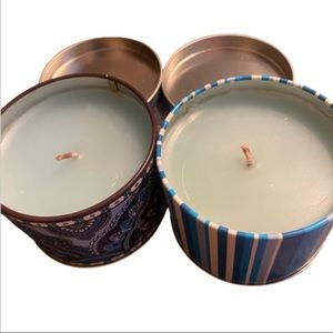 Avon set of 2 decorative tin candles